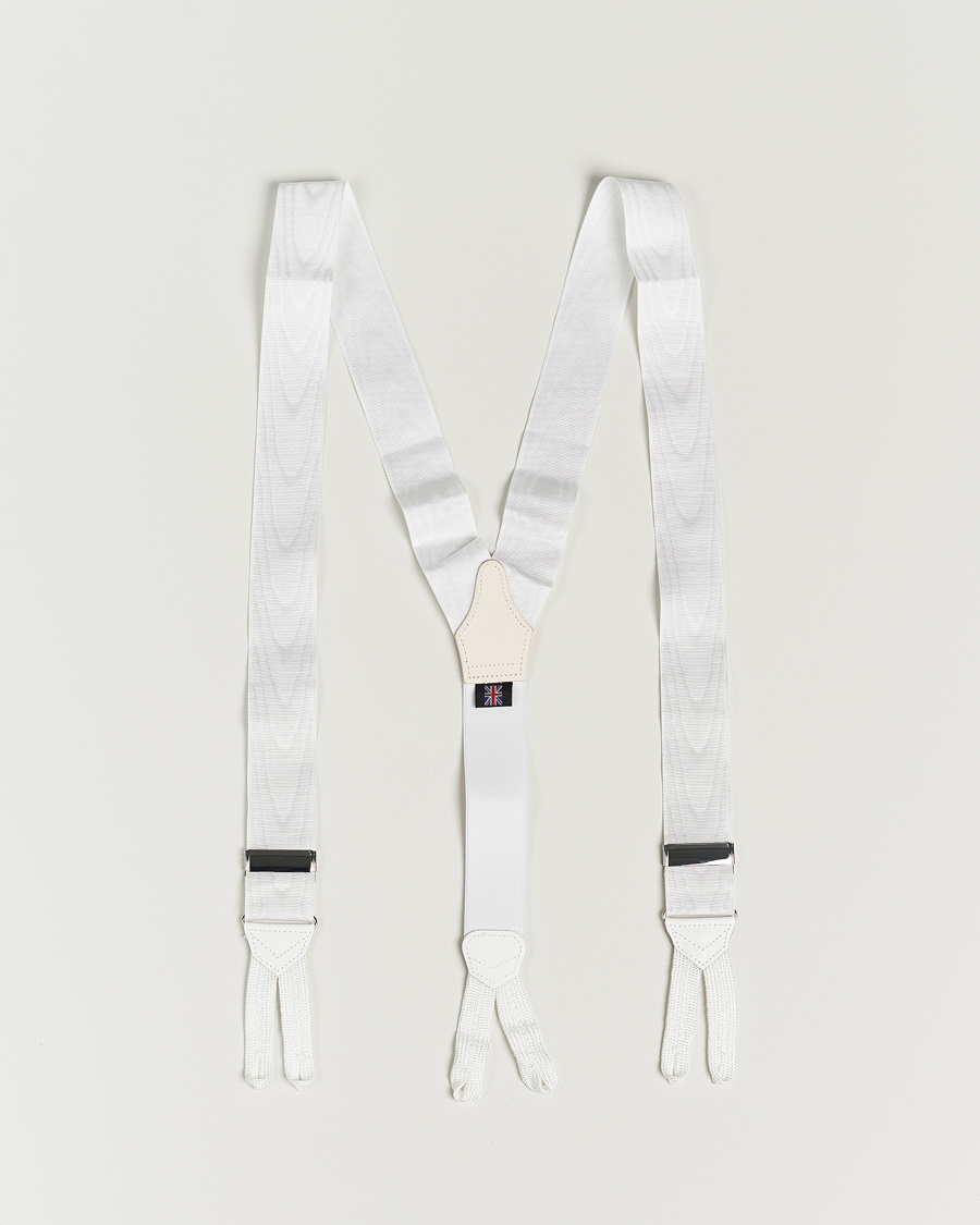 Homme | Albert Thurston Moiré Braces 40mm White | Albert Thurston | Moiré Braces 40mm White