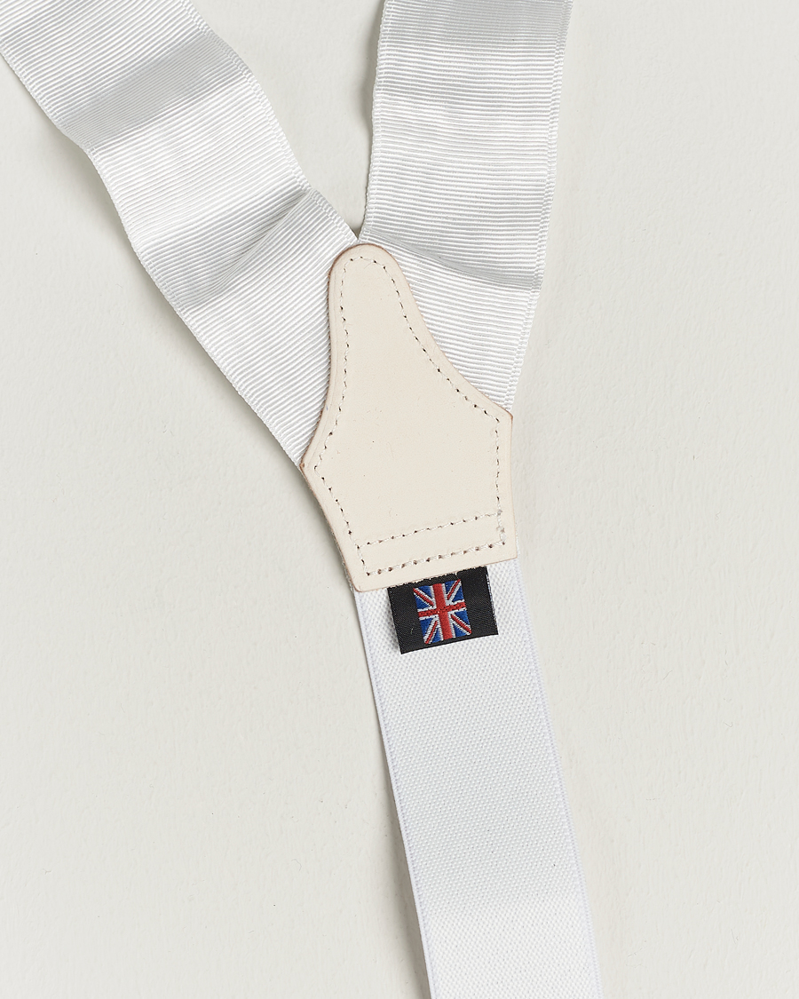 Homme | Albert Thurston Moiré Braces 40mm White | Albert Thurston | Moiré Braces 40mm White