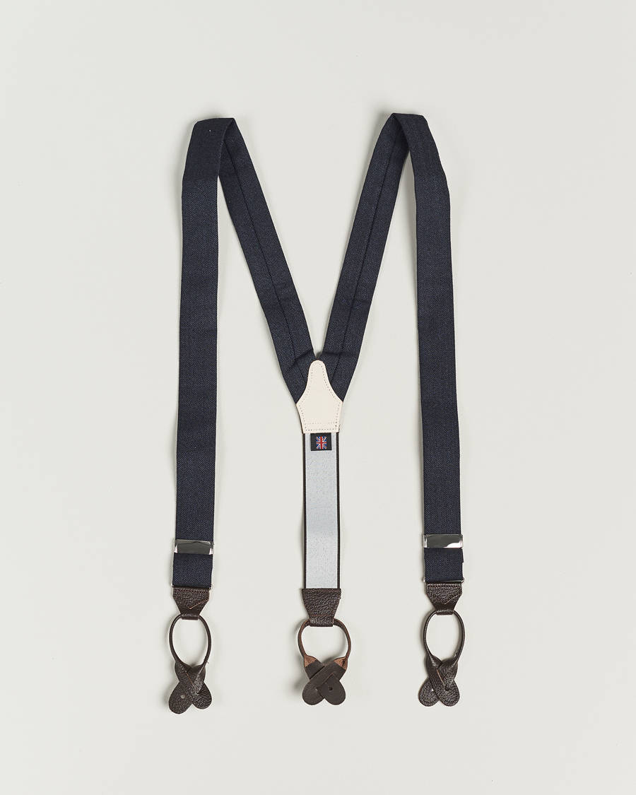 Homme | Bretelles | Albert Thurston | Herringbone Braces 40mm Dark Blue