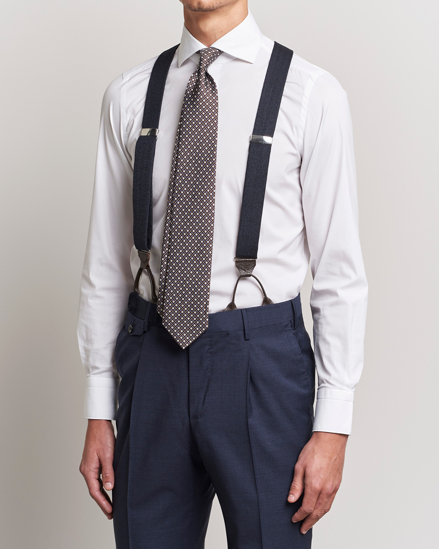 Homme | Stylesegment formal | Albert Thurston | Herringbone Braces 40mm Dark Blue 