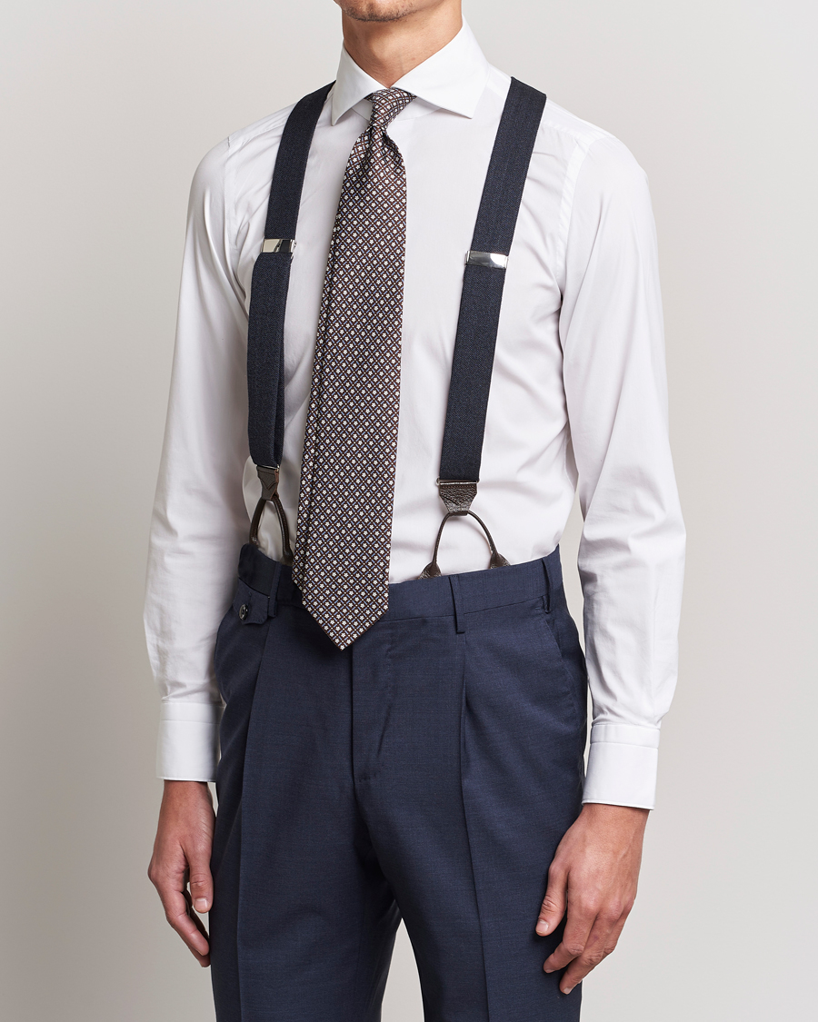 Homme | Bretelles | Albert Thurston | Herringbone Braces 40mm Dark Blue