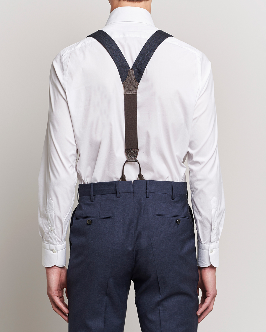 Homme | Bretelles | Albert Thurston | Herringbone Braces 40mm Dark Blue