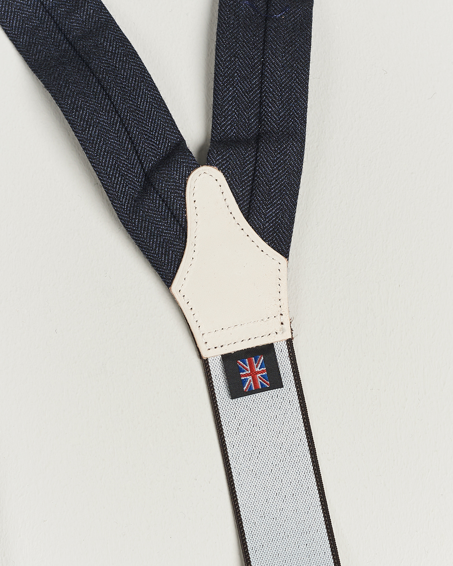 Homme | Bretelles | Albert Thurston | Herringbone Braces 40mm Dark Blue