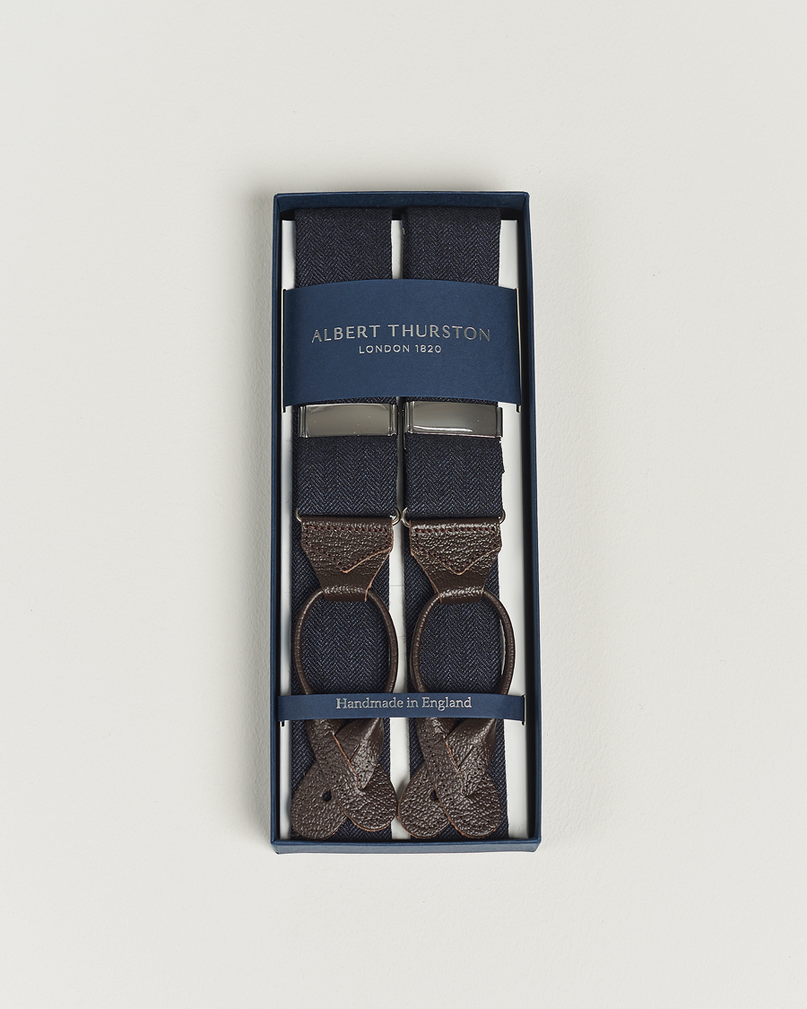 Homme | Bretelles | Albert Thurston | Herringbone Braces 40mm Dark Blue