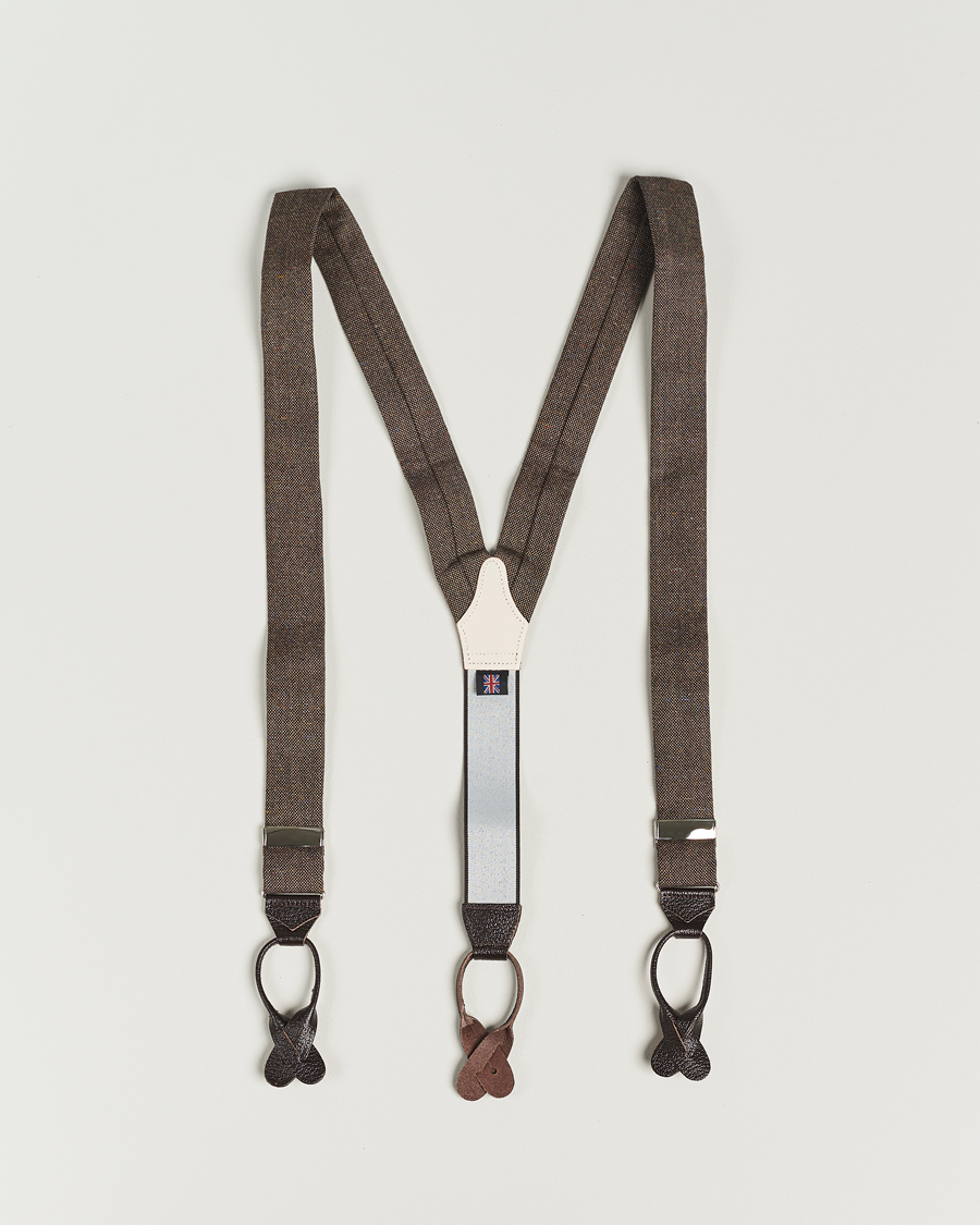 Homme | Bretelles | Albert Thurston | Donegal Tweed Braces 40mm Dark Brown