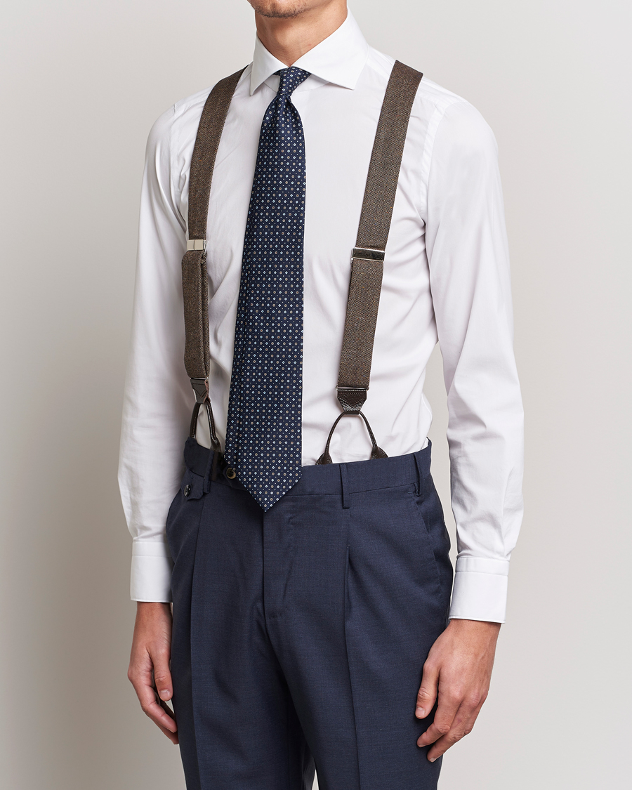Homme | Bretelles | Albert Thurston | Donegal Tweed Braces 40mm Dark Brown