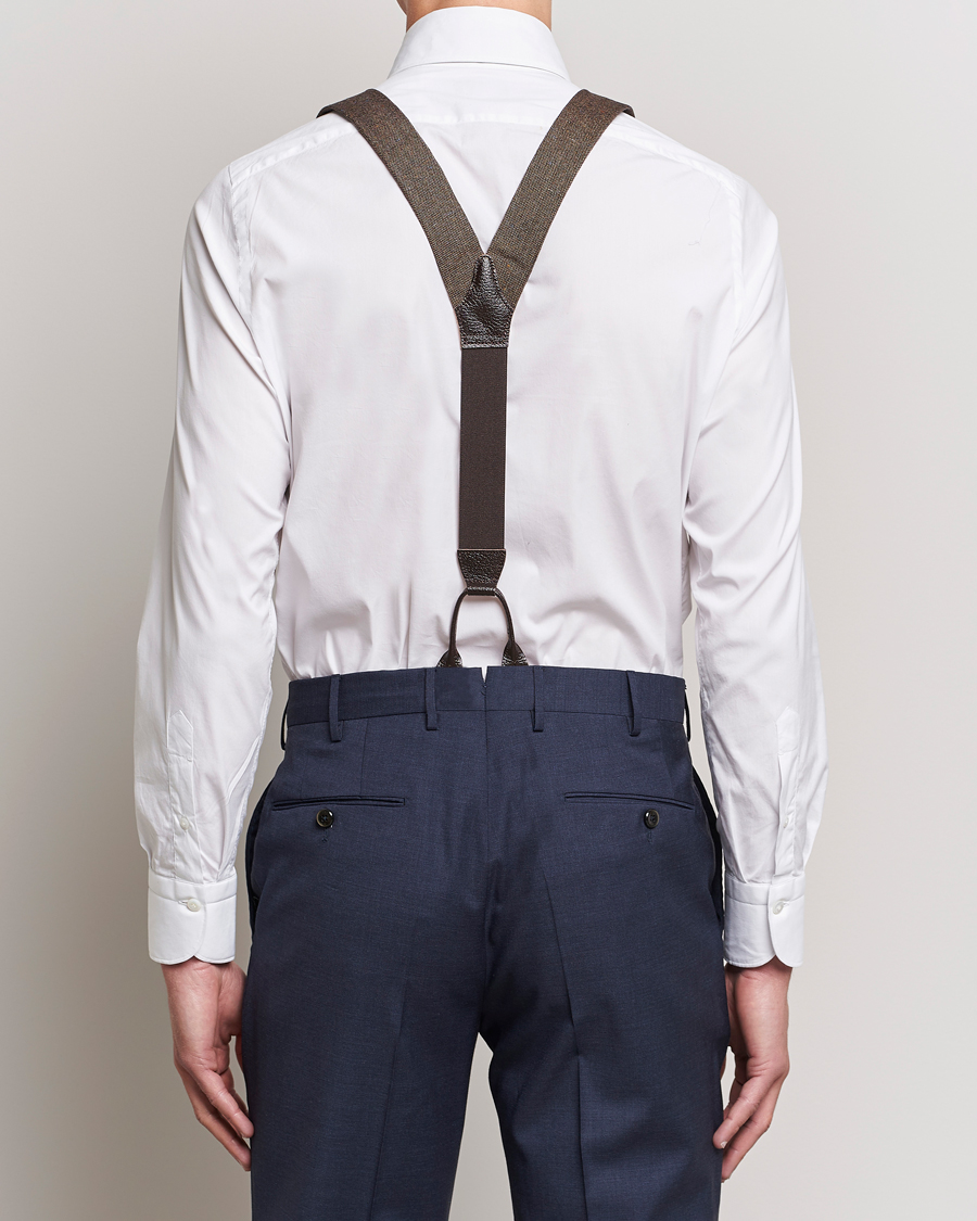 Homme | Albert Thurston Donegal Tweed Braces 40mm Dark Brown | Albert Thurston | Donegal Tweed Braces 40mm Dark Brown