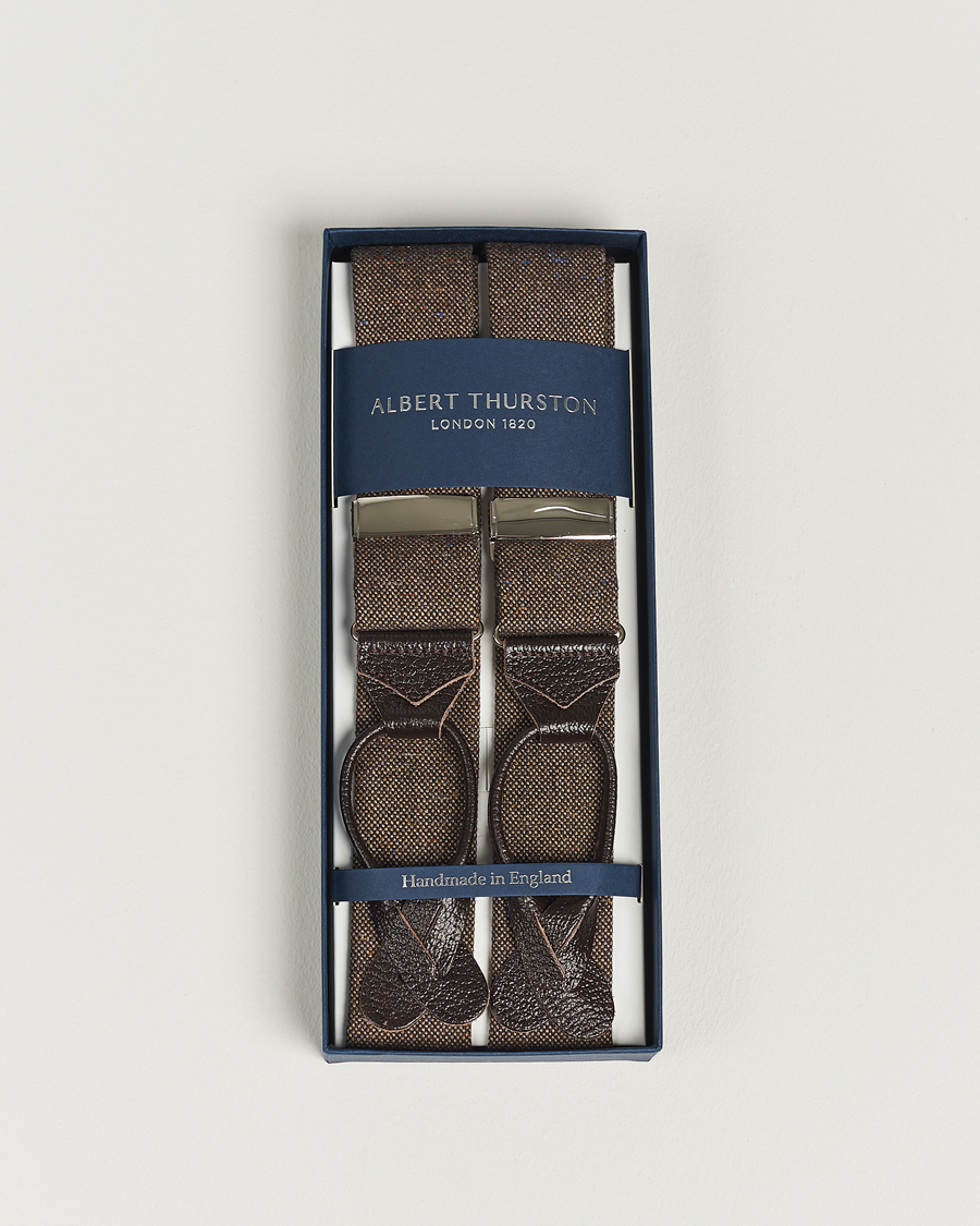 Homme | Albert Thurston Donegal Tweed Braces 40mm Dark Brown | Albert Thurston | Donegal Tweed Braces 40mm Dark Brown
