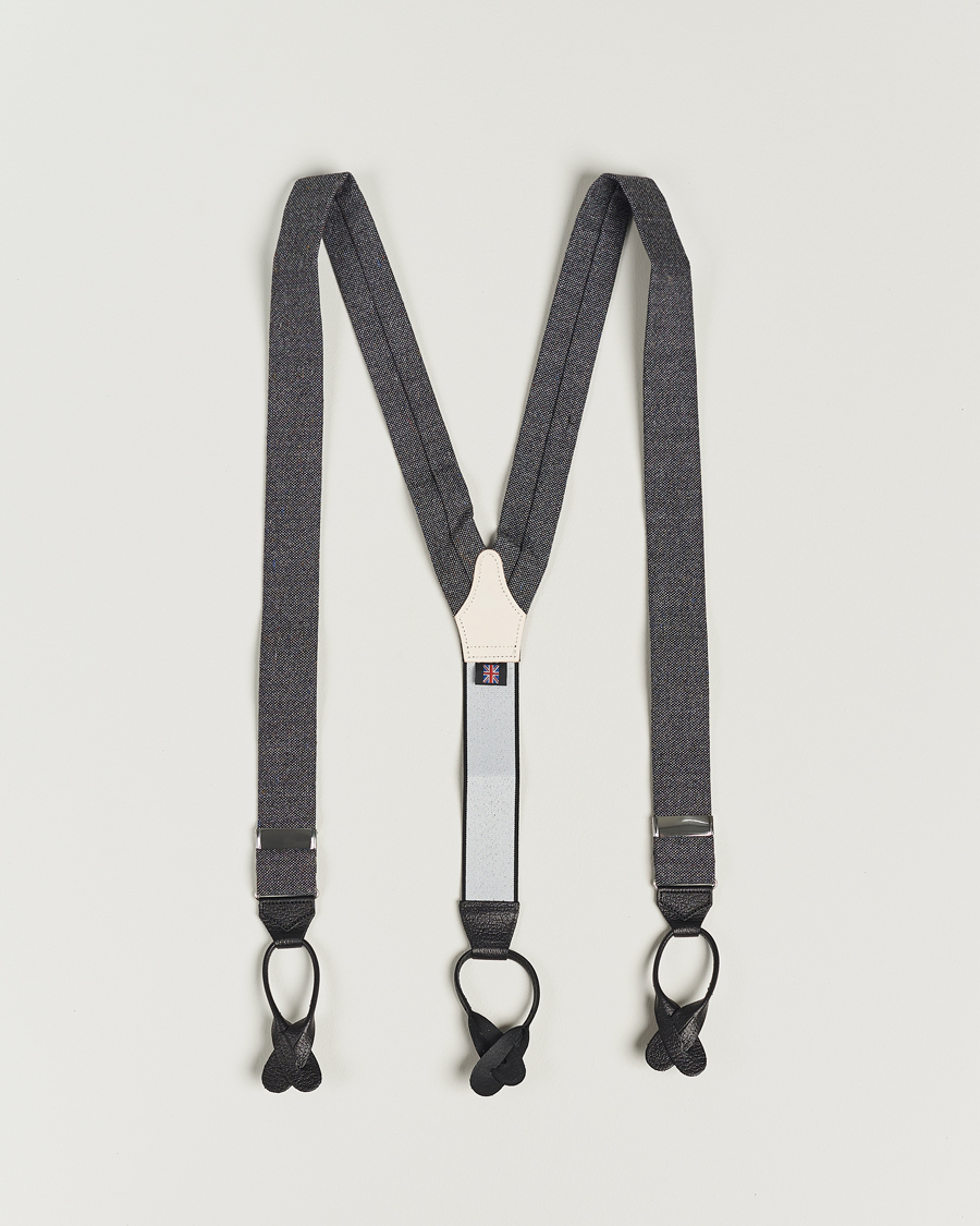 Homme | Bretelles | Albert Thurston | Donegal Tweed Braces 40mm Dark Grey