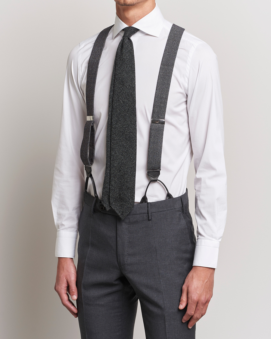Homme | Bretelles | Albert Thurston | Donegal Tweed Braces 40mm Dark Grey