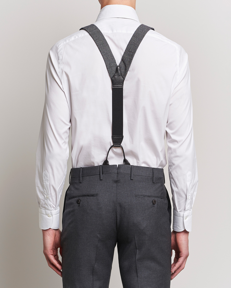 Homme | Bretelles | Albert Thurston | Donegal Tweed Braces 40mm Dark Grey