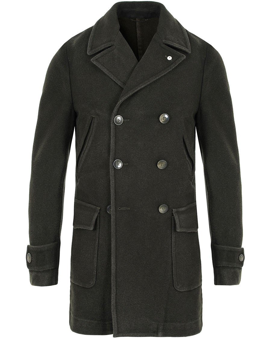 Homme | Manteaux Et Vestes | L.B.M. 1911 | Wool Double Breasted Coat Dark Loden Green