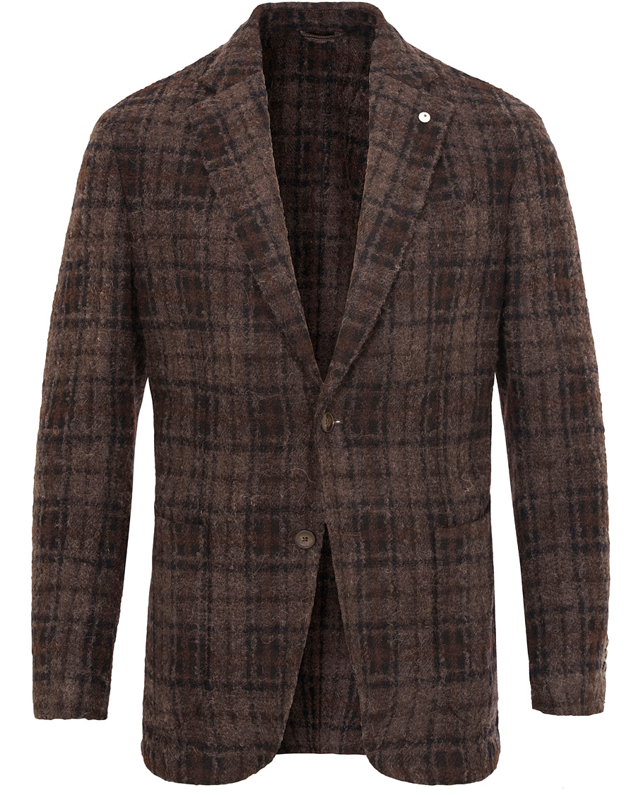 Homme | Blazers | L.B.M. 1911 | Jack Regular Wool Bouclé Check Blazer Dark Brown