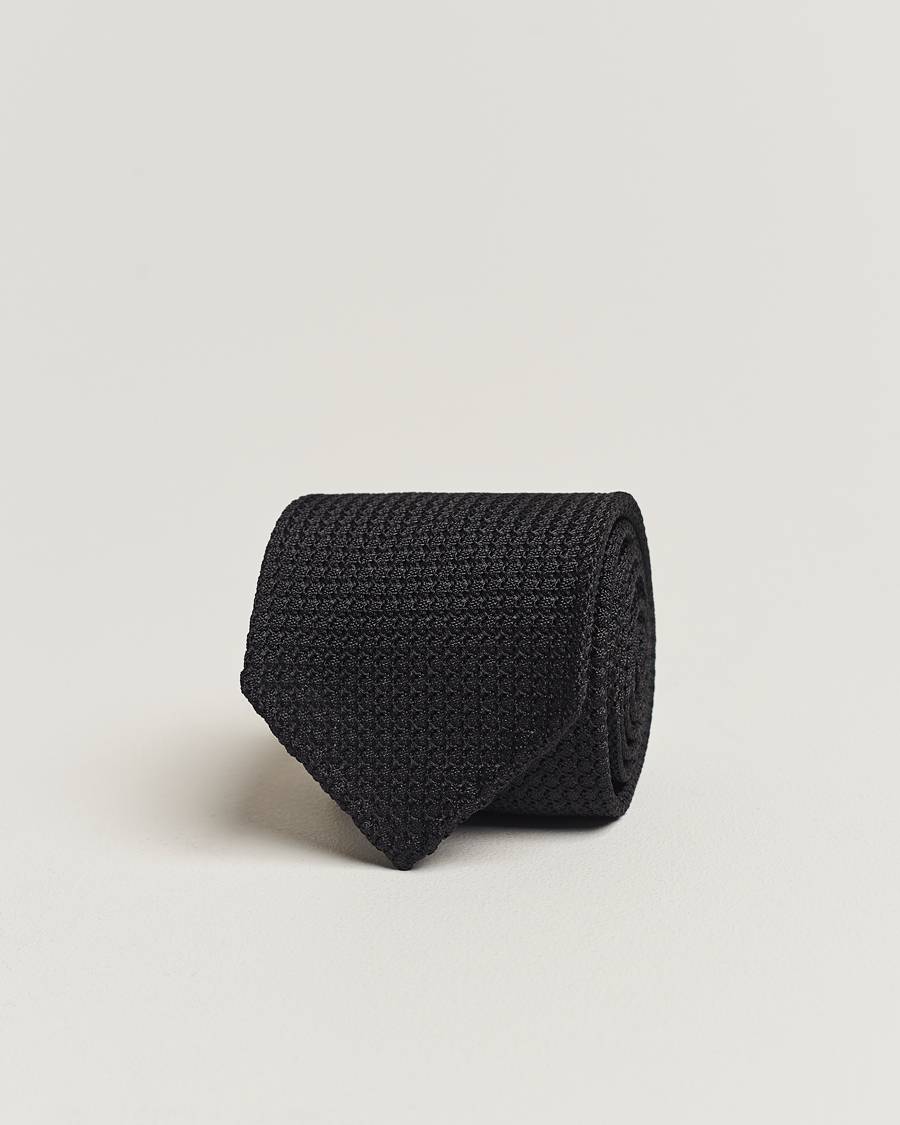 Homme | Drake's Silk Grenadine Handrolled 8 cm Tie Black | Drake's | Silk Grenadine Handrolled 8 cm Tie Black