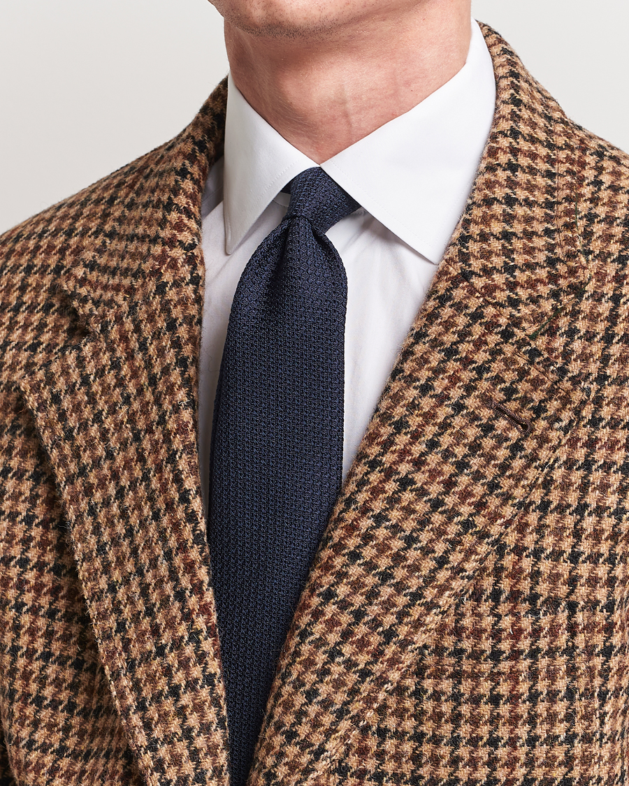 Homme | Cravates | Drake's | Drake'sLarge Knot Handrolled Grenadine Silk TieNavy