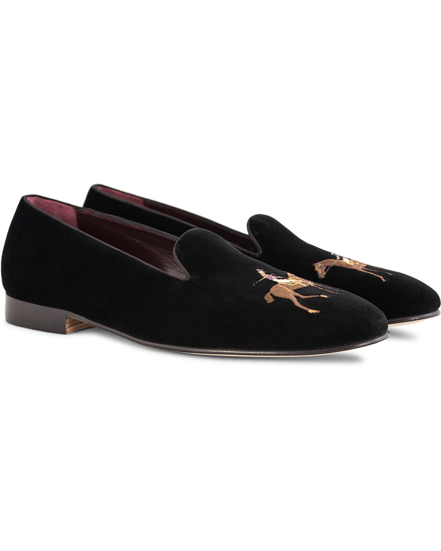 Homme | Ralph Lauren Purple Label Collis Novelty Slippers Floral Jacquard Black | Ralph Lauren Purple Label | Collis Novelty Slippers Floral Jacquard Black