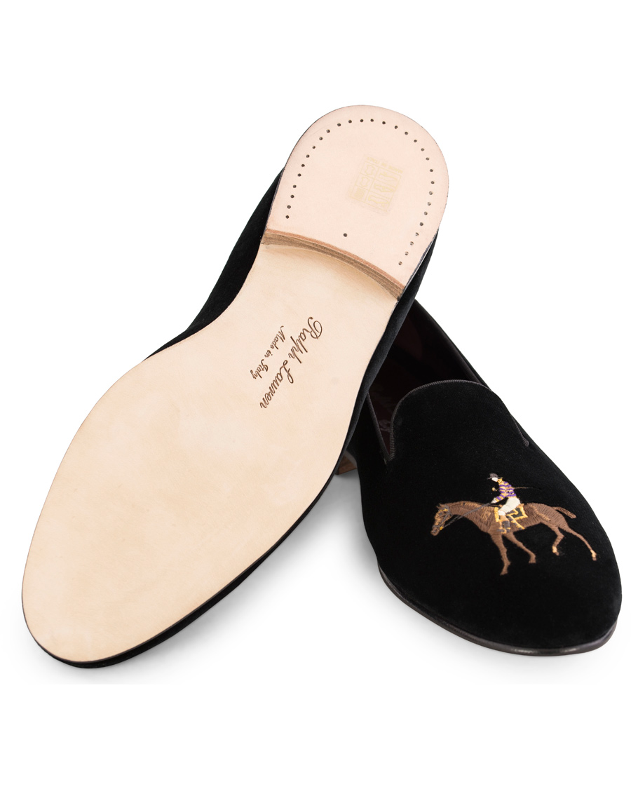 Homme | Ralph Lauren Purple Label Collis Novelty Slippers Floral Jacquard Black | Ralph Lauren Purple Label | Collis Novelty Slippers Floral Jacquard Black