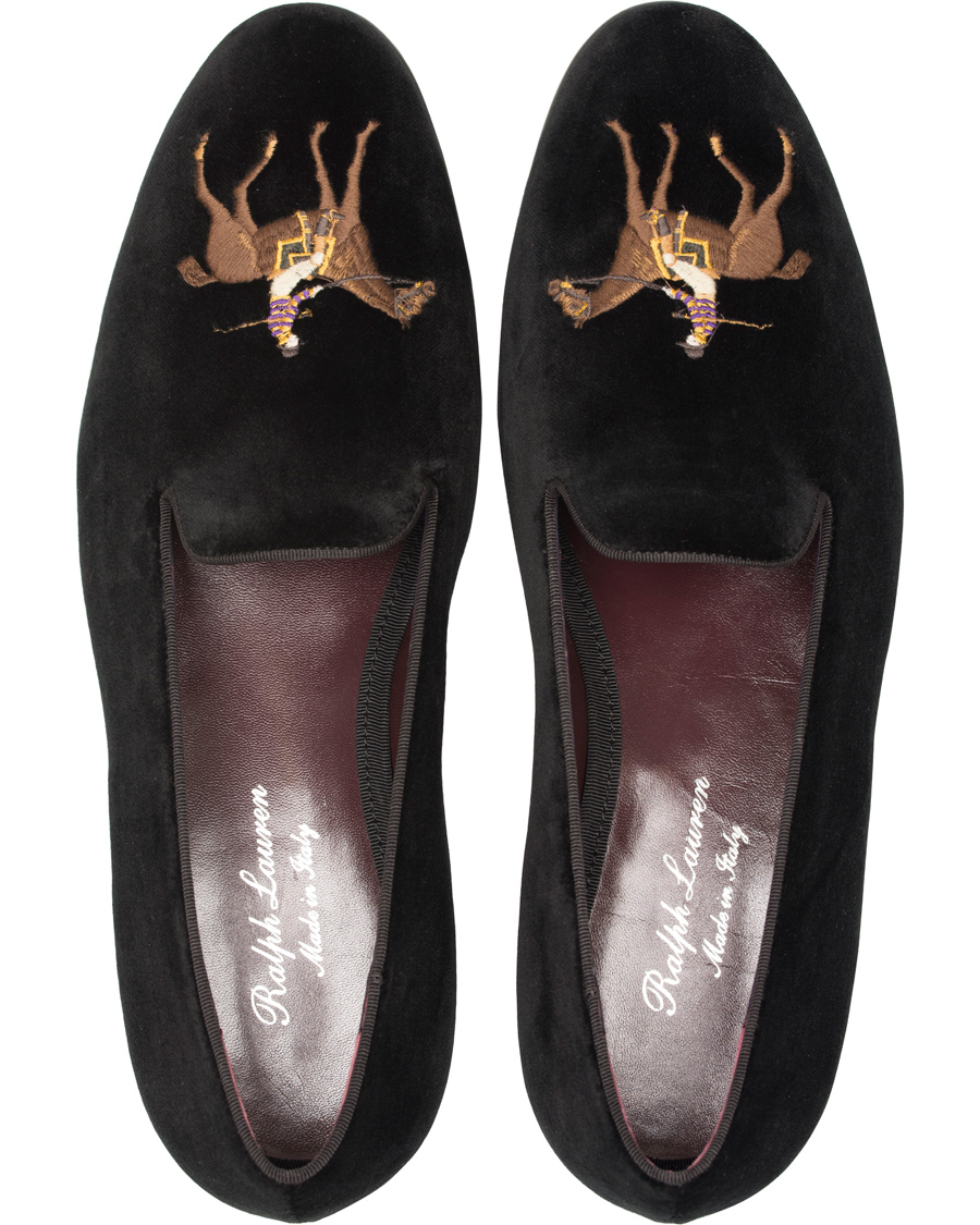 Homme | Ralph Lauren Purple Label Collis Novelty Slippers Floral Jacquard Black | Ralph Lauren Purple Label | Collis Novelty Slippers Floral Jacquard Black