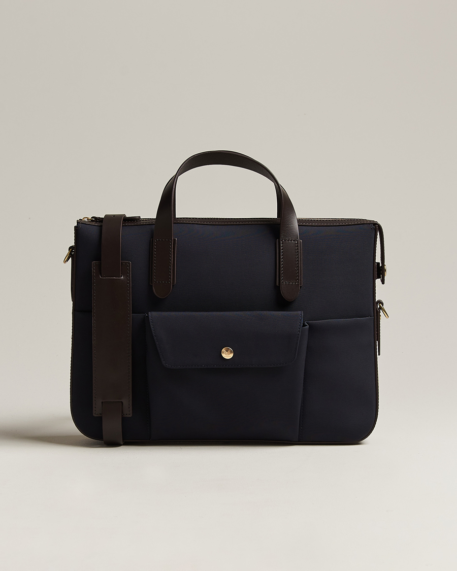 Homme | Mismo M/S Canvas Briefcase Navy/Dark Brown | Mismo | M/S Canvas Briefcase Navy/Dark Brown