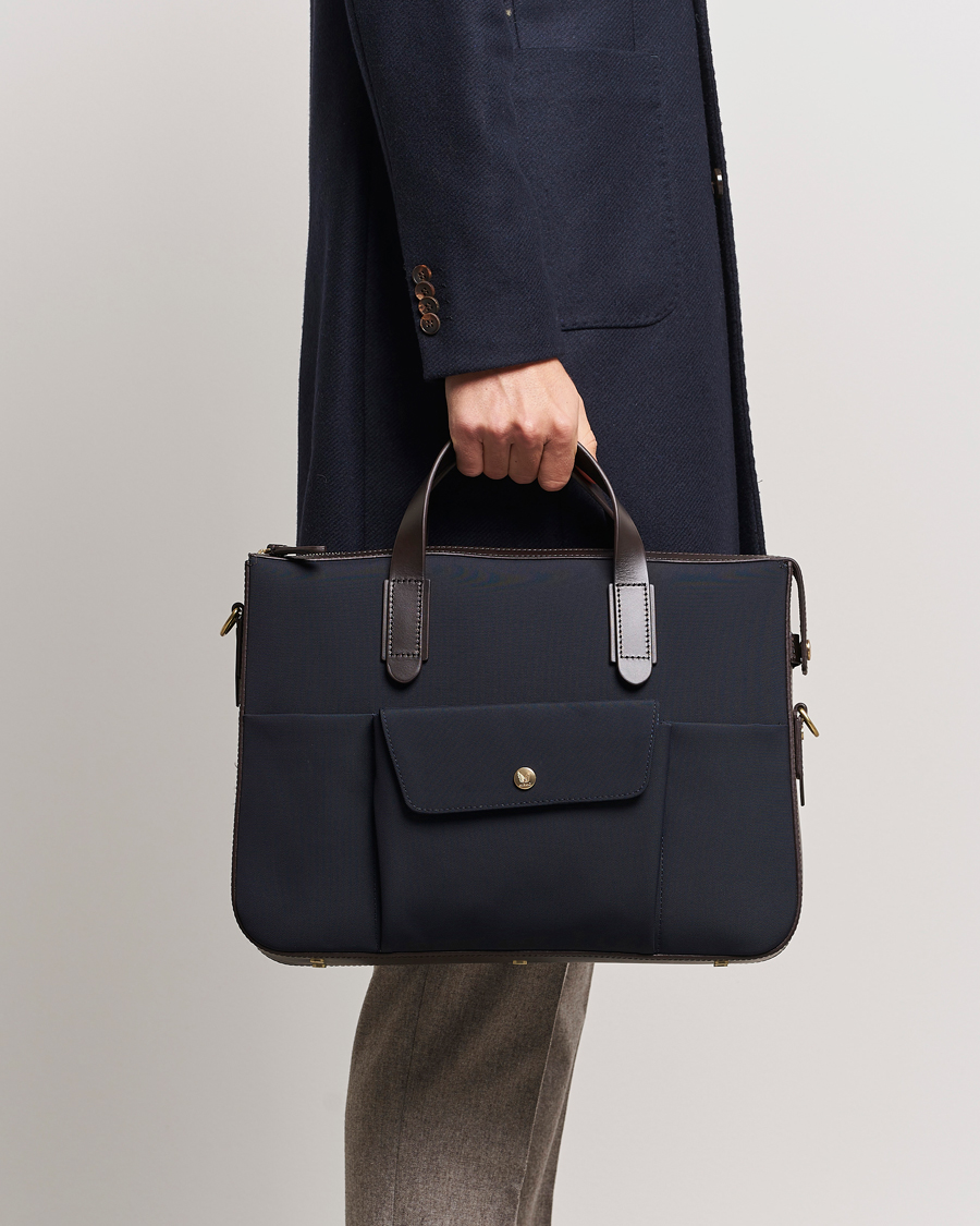 Homme | Mismo M/S Canvas Briefcase Navy/Dark Brown | Mismo | M/S Canvas Briefcase Navy/Dark Brown