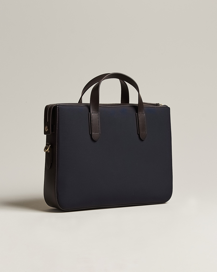 Homme | Mismo M/S Canvas Briefcase Navy/Dark Brown | Mismo | M/S Canvas Briefcase Navy/Dark Brown