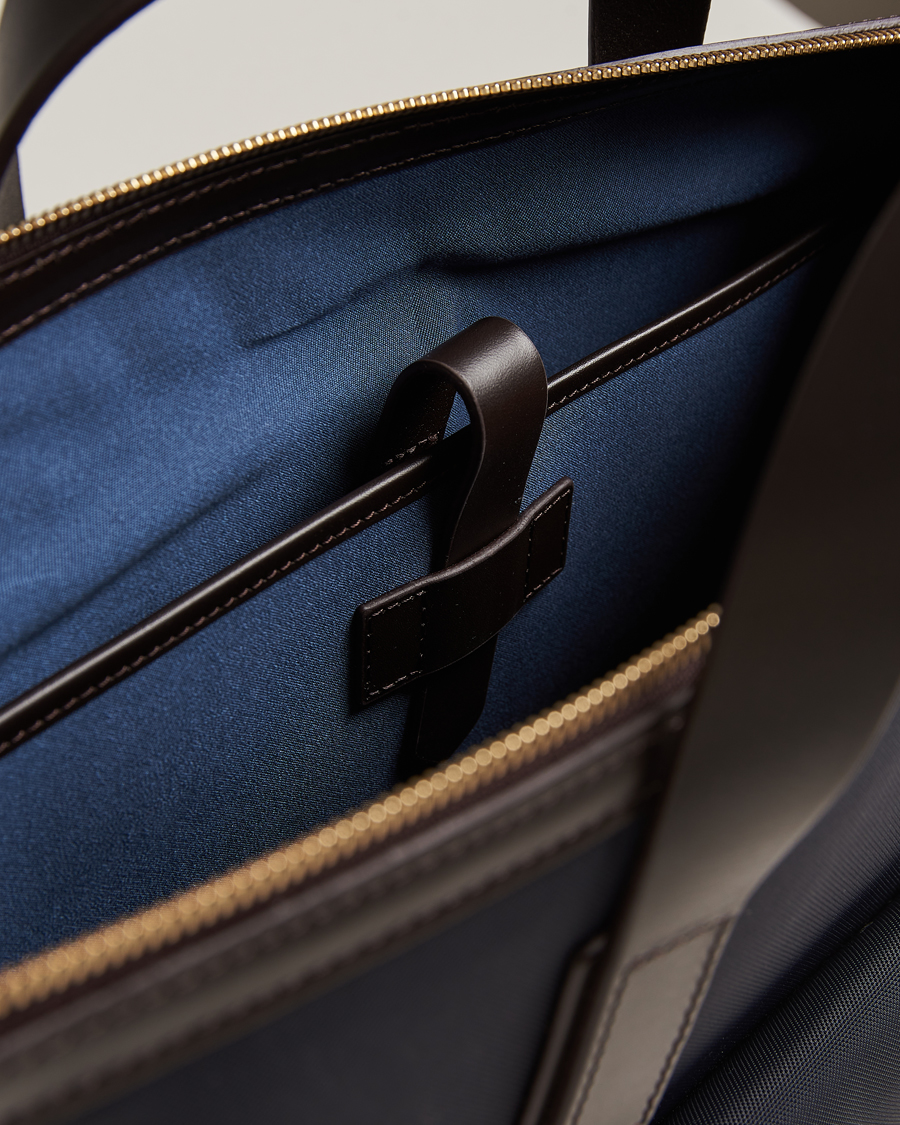 Homme | Mismo M/S Canvas Briefcase Navy/Dark Brown | Mismo | M/S Canvas Briefcase Navy/Dark Brown
