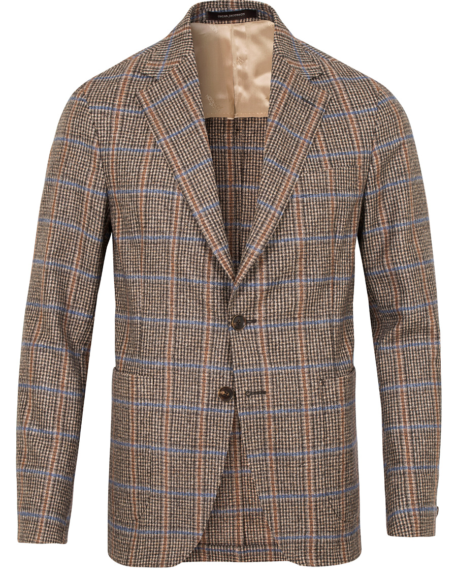 Homme | Blazers | Oscar Jacobson | Epic Check Fratelli Tallia Di Delfino Blazer Brown