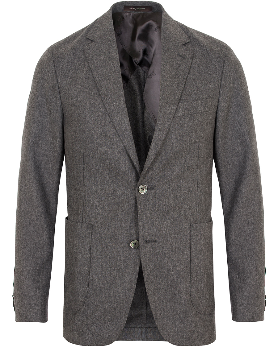 Homme | Blazers | Oscar Jacobson | Einar Flannel Blazer Dark Grey