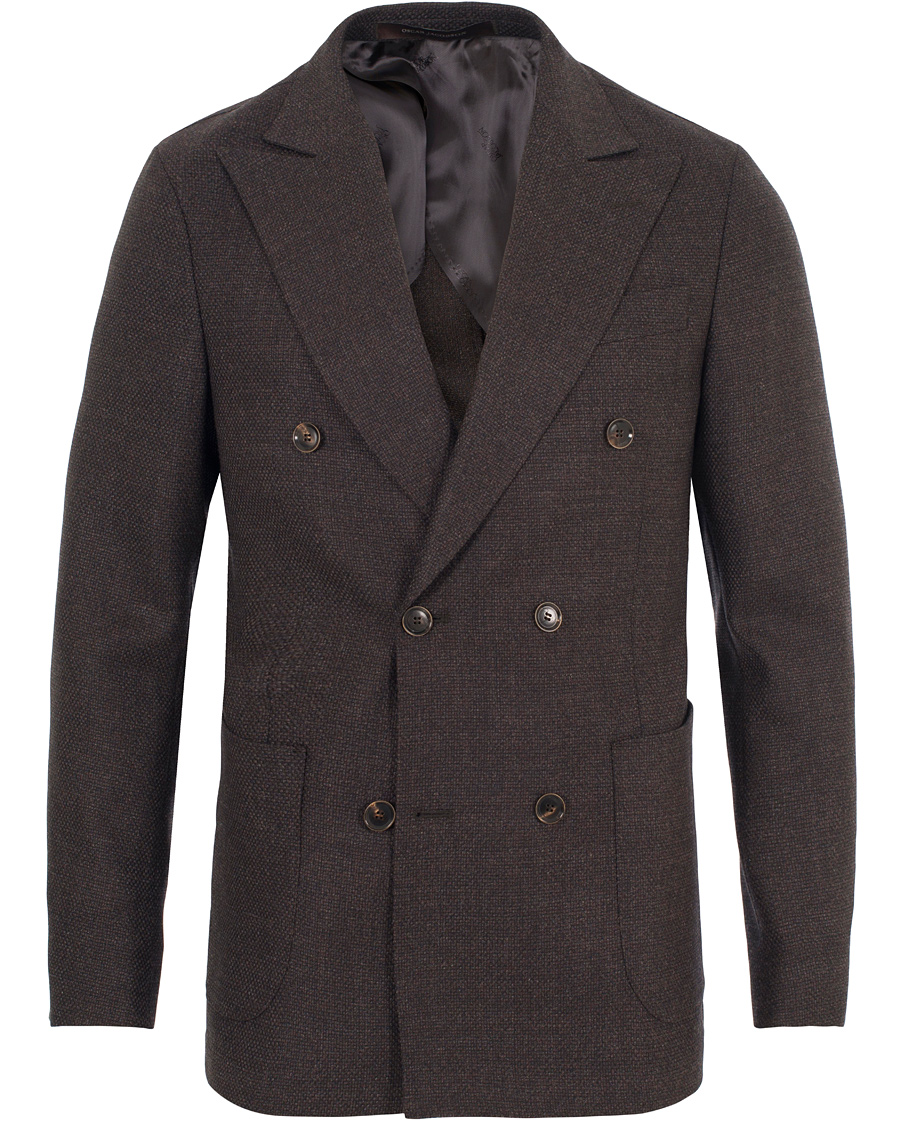 Homme | Blazers | Oscar Jacobson | Erik Double Breasted Super 120's Blazer Dark Brown