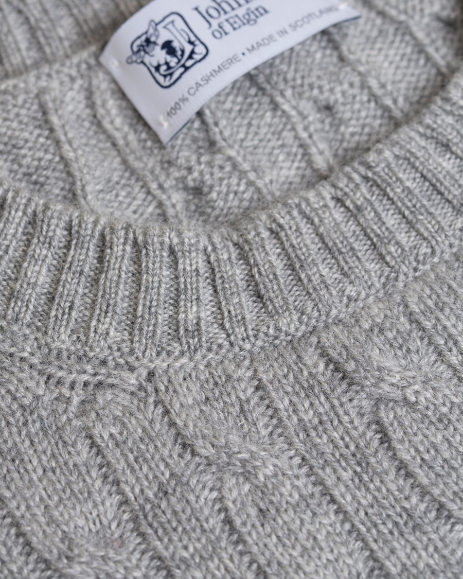 Homme | Pulls Et Tricots | Johnstons of Elgin | Cashmere Cable Crew Neck Light Grey