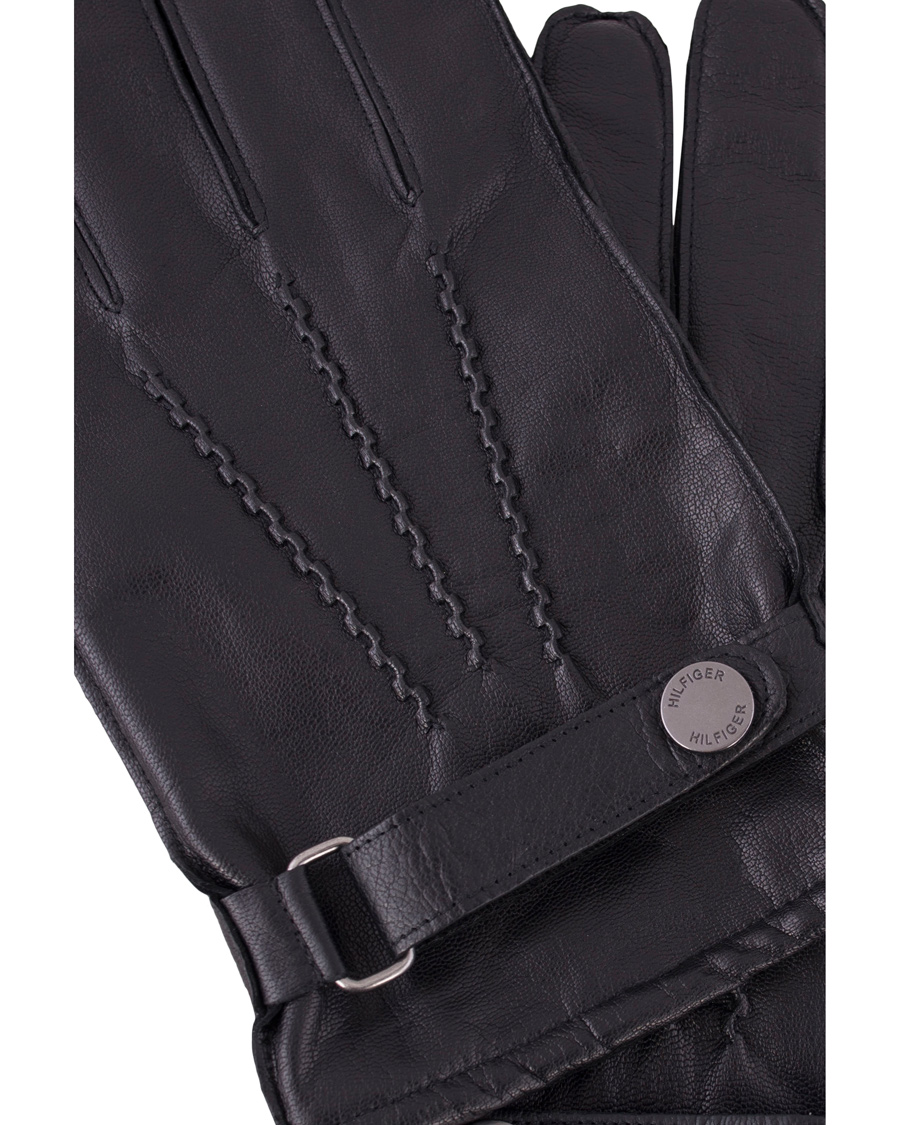 Homme | Tommy Hilfiger Ferron Leather Gloves Flag Black | Tommy Hilfiger | Ferron Leather Gloves Flag Black