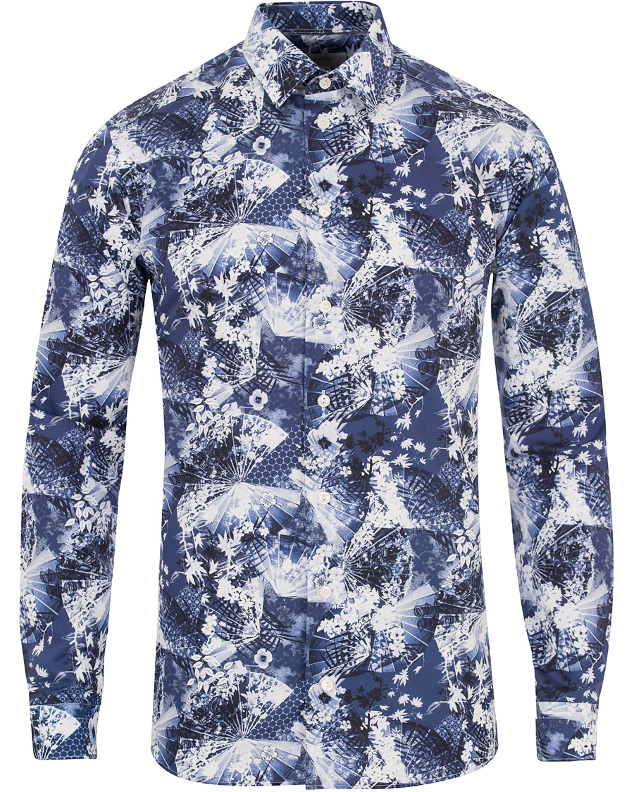 Homme | Chemises | Eton | Slim Fit Flower Twill Shirt Blue