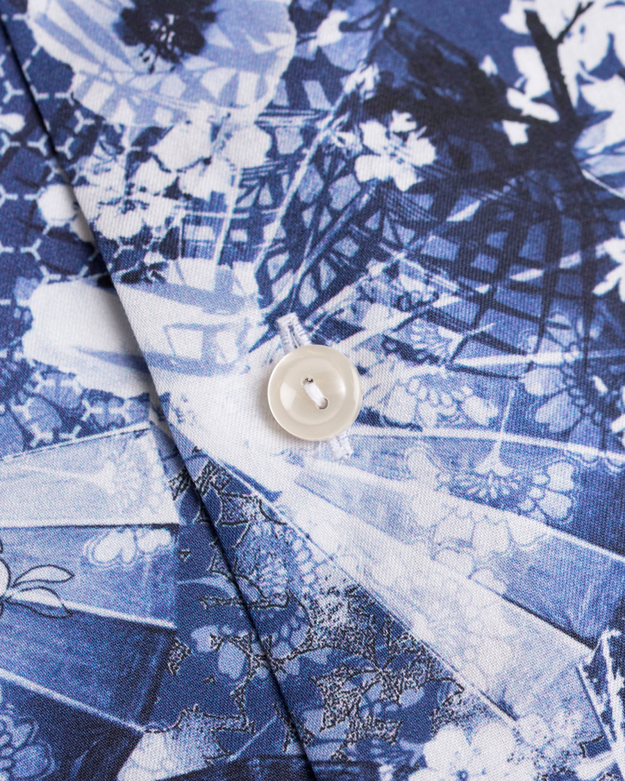 Homme | Chemises | Eton | Slim Fit Flower Twill Shirt Blue