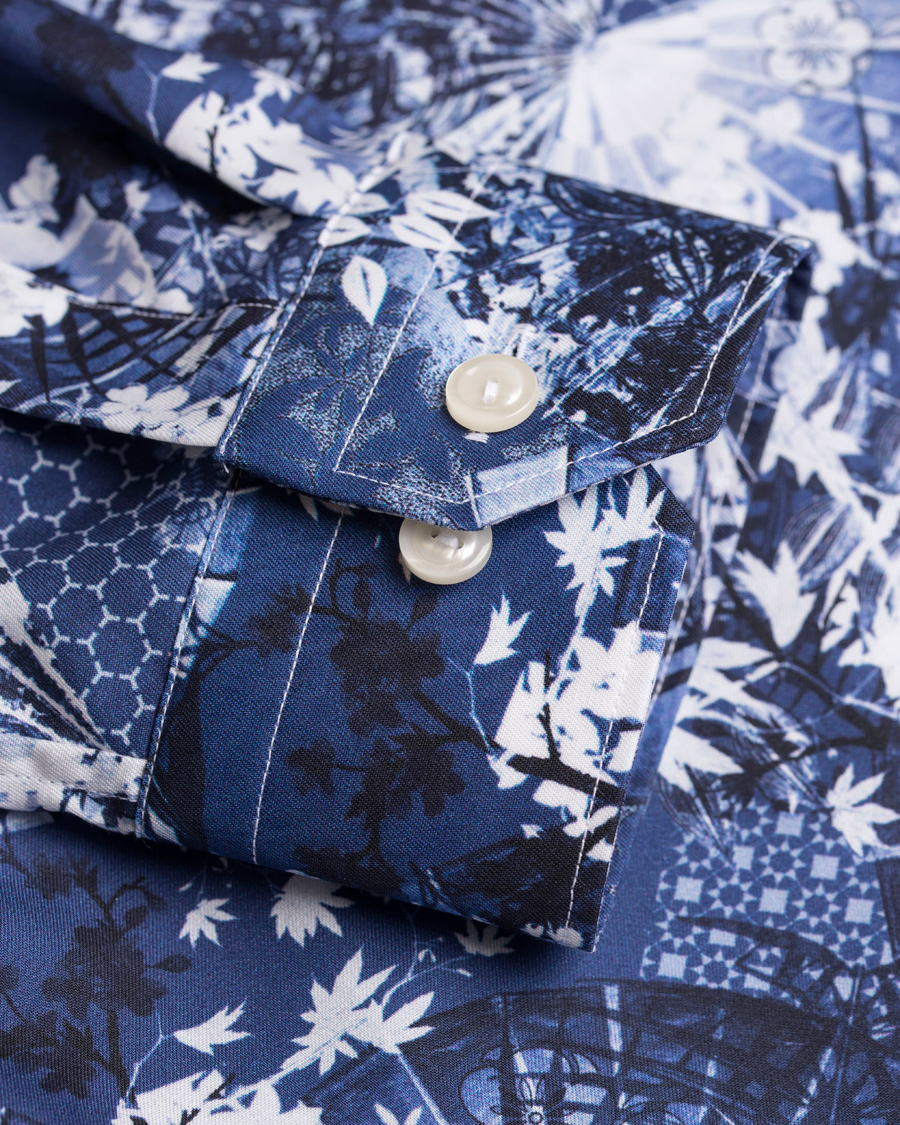 Homme | Chemises | Eton | Slim Fit Flower Twill Shirt Blue