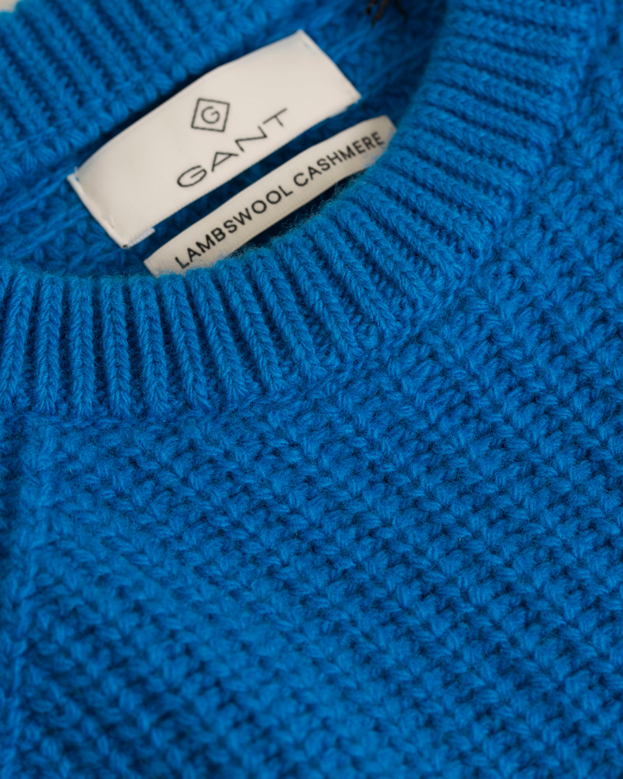 Homme | Pulls Et Tricots | GANT Diamond G | Lambswool Cashmere Crew Neck Teal Blue
