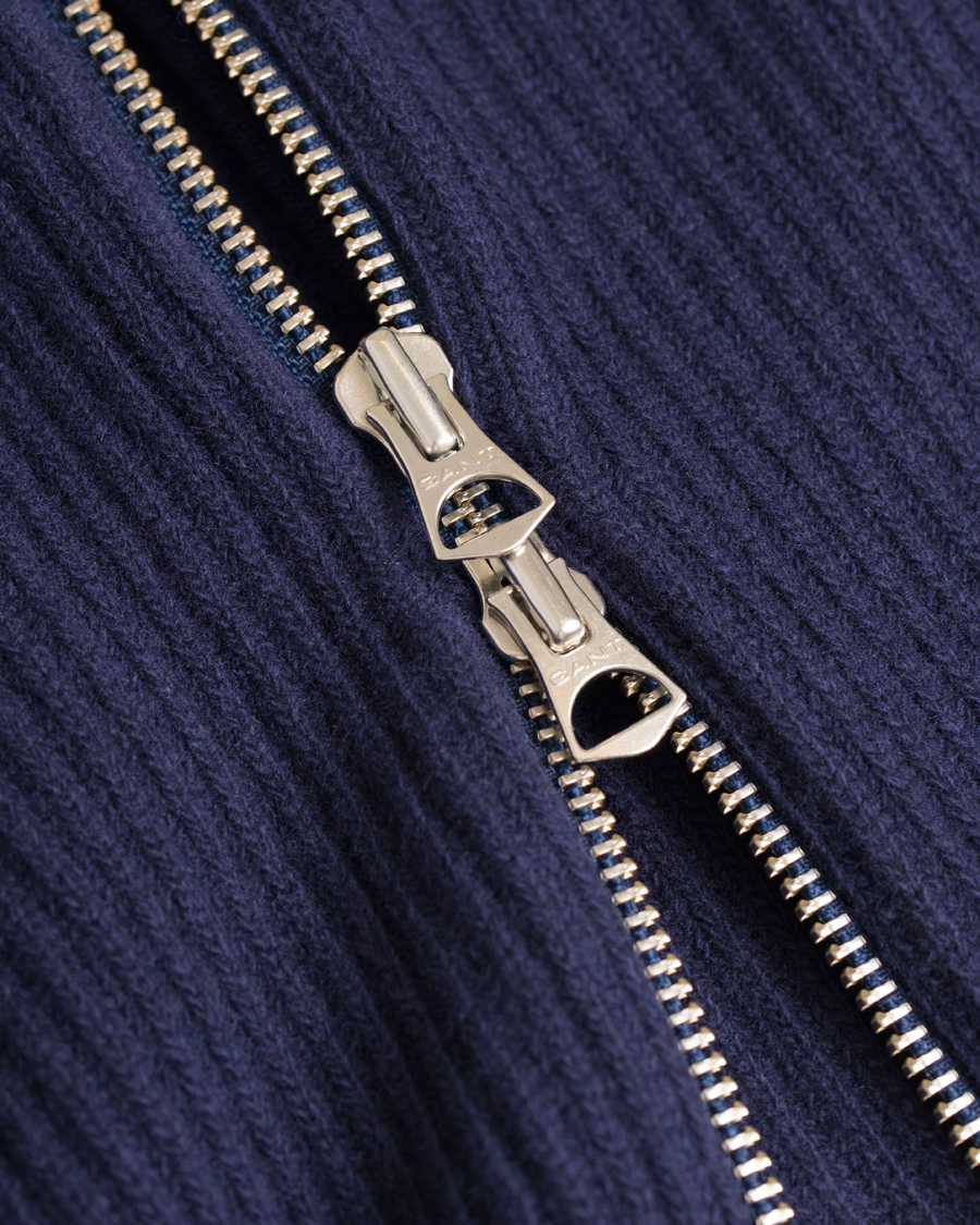 Homme | Pulls Et Tricots | GANT Diamond G | Lambswool/Cashmere Zip Trough Luminary Navy