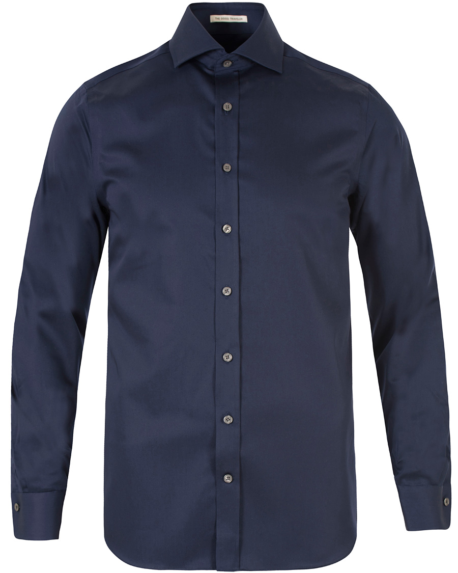 Homme | Chemises | GANT Diamond G | Plain Satin Fitted Body Shirt Marine