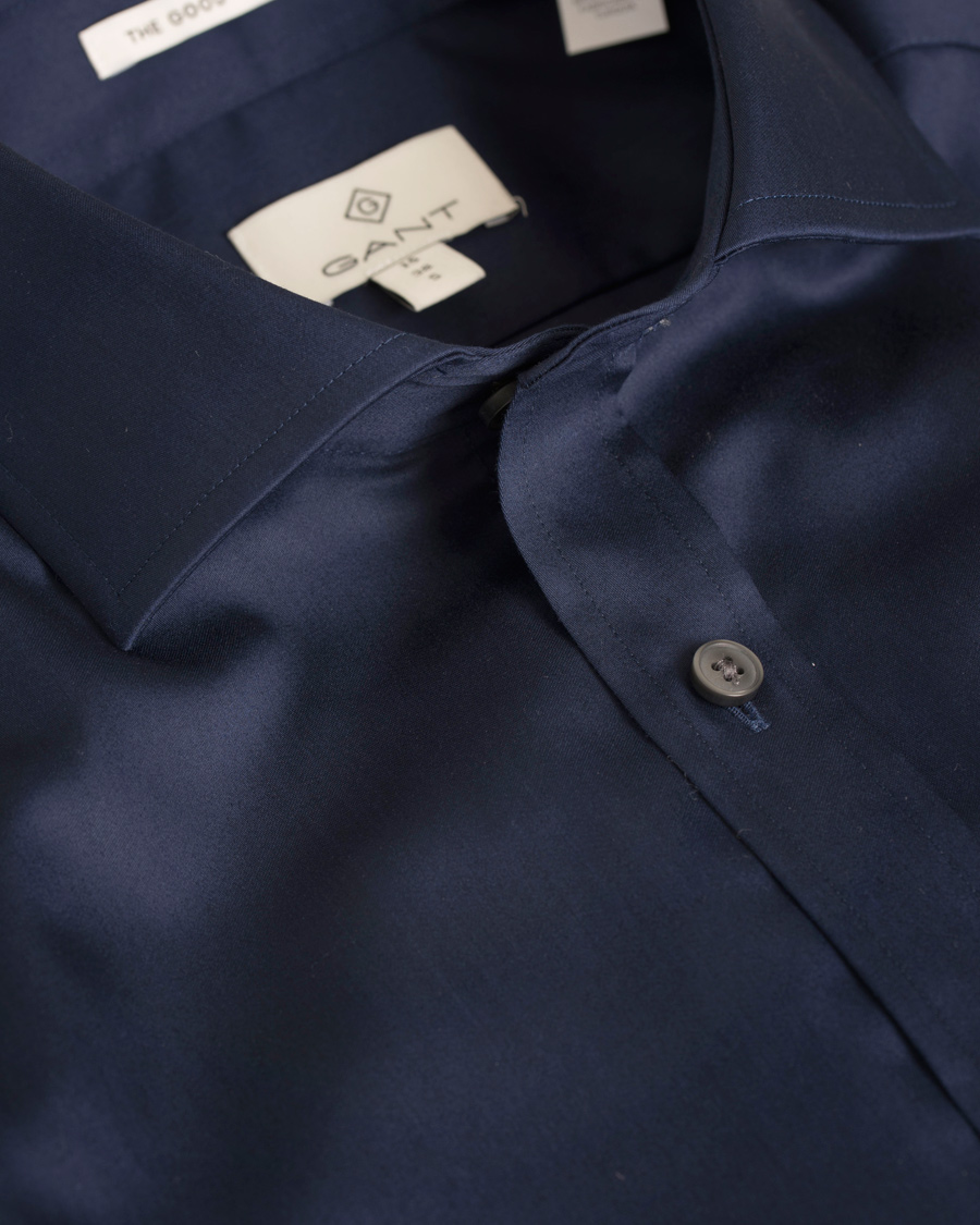 Homme | Chemises | GANT Diamond G | Plain Satin Fitted Body Shirt Marine