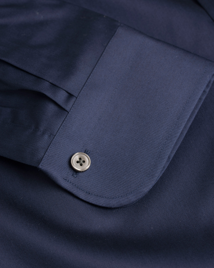 Homme | Chemises | GANT Diamond G | Plain Satin Fitted Body Shirt Marine