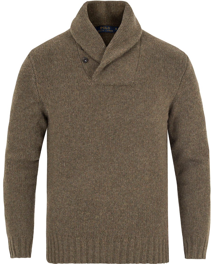 Homme | Pulls Et Tricots | Polo Ralph Lauren | Knitted Wool/Cashmere Shawl Sweater Olive Melange