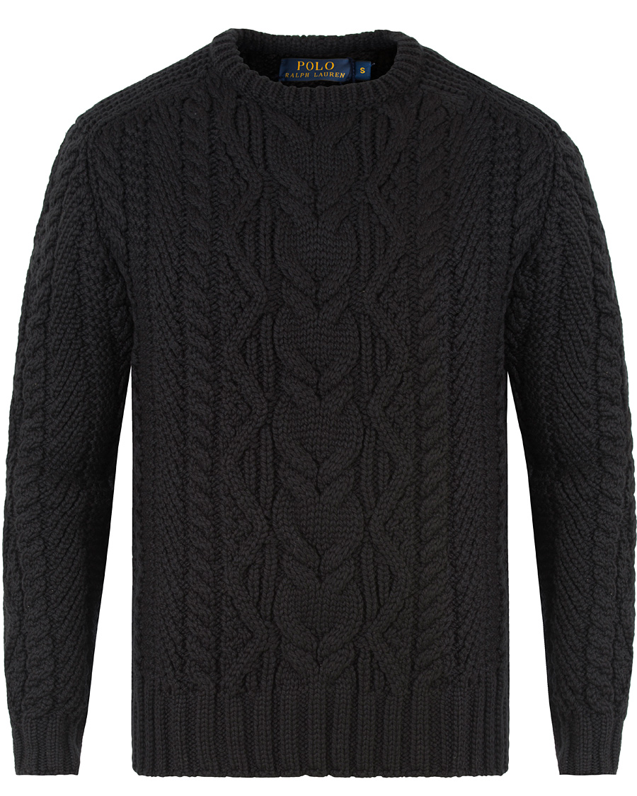 Homme | Pulls Et Tricots | Polo Ralph Lauren | Merino Cable Knit Polo Black