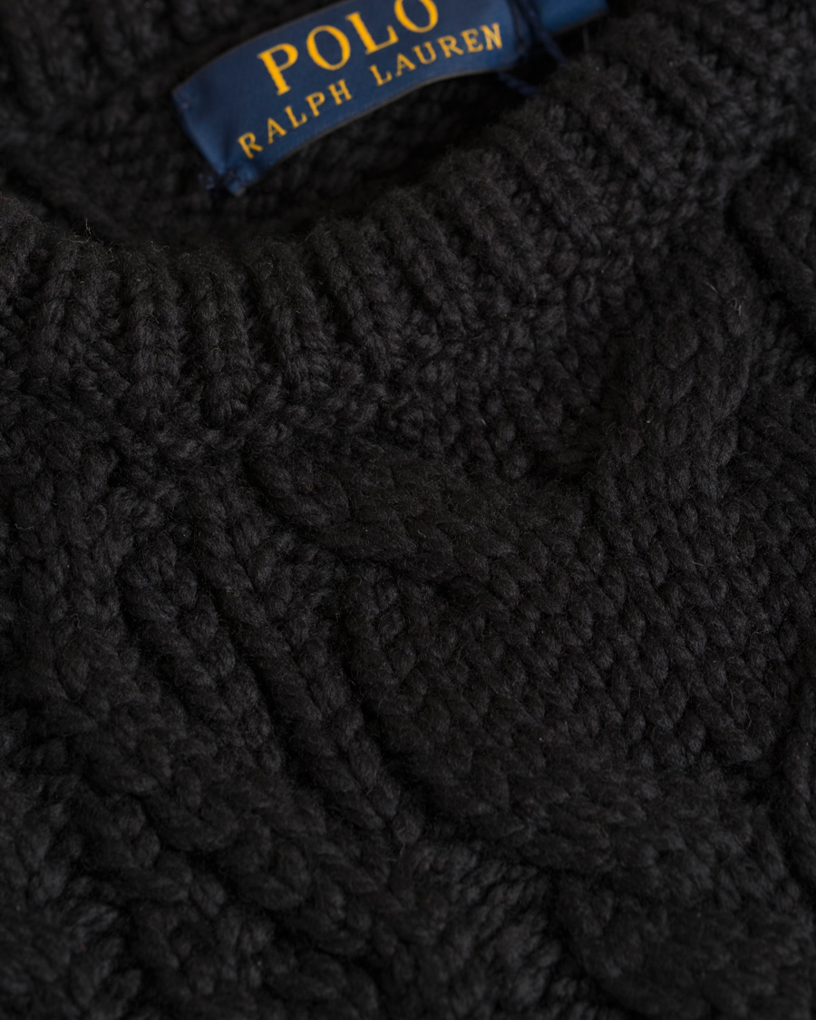 Homme | Pulls Et Tricots | Polo Ralph Lauren | Merino Cable Knit Polo Black