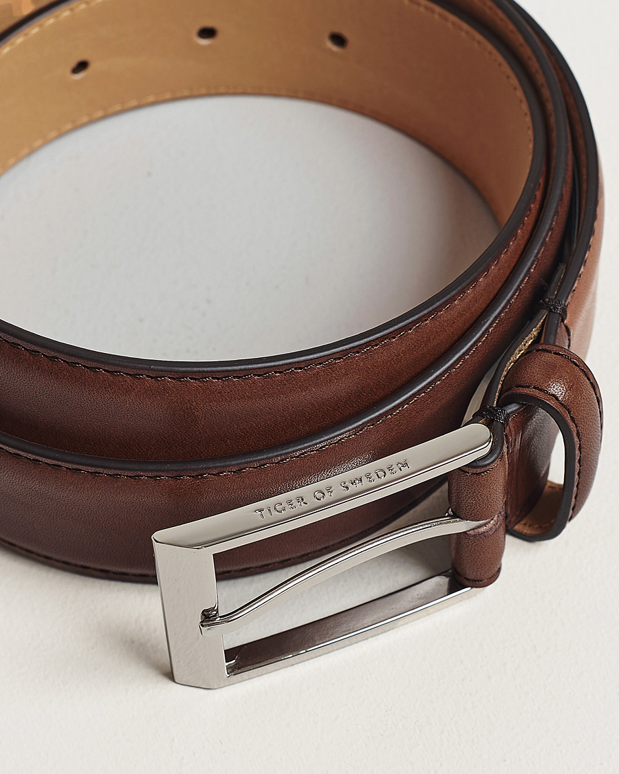 Homme | Ceintures | Tiger of Sweden | Helmi Leather 3,5 cm Belt Brown