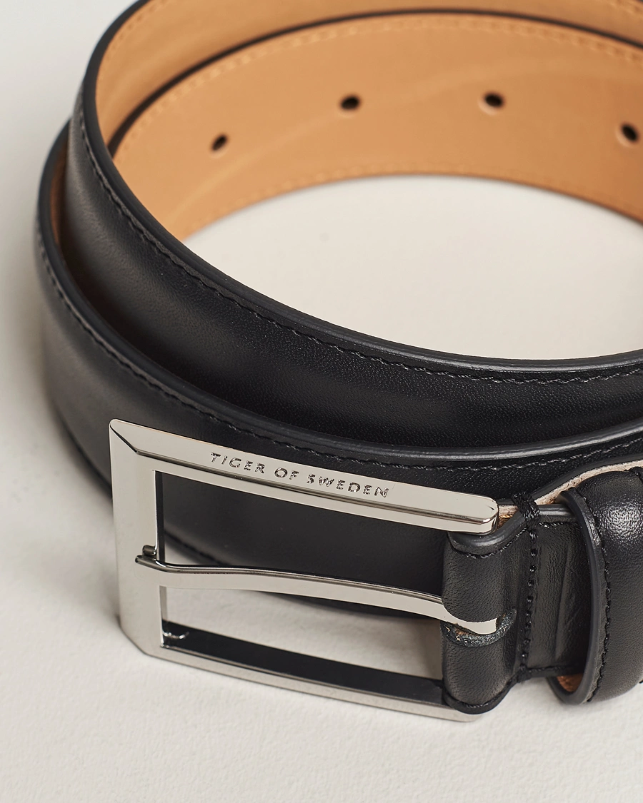 Homme |  | Tiger of Sweden | Helmi Leather 3,5 cm Belt Black