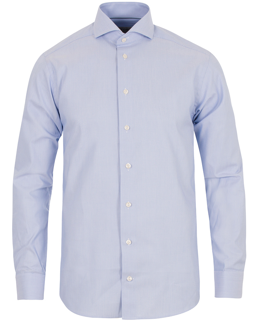 Homme | Chemises | Eton | Slim Fit Extreme Cut Away Micro Print Shirt Blue