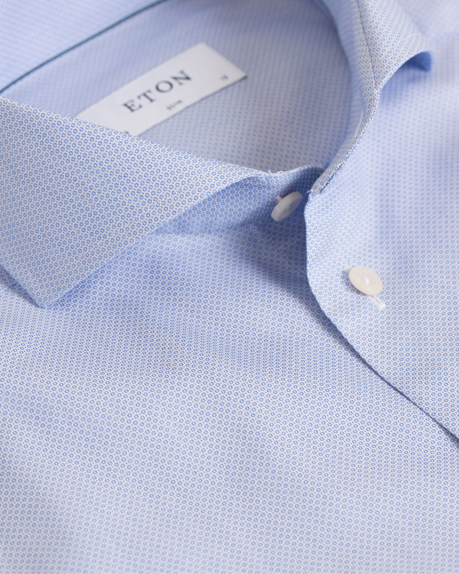 Homme | Chemises | Eton | Slim Fit Extreme Cut Away Micro Print Shirt Blue