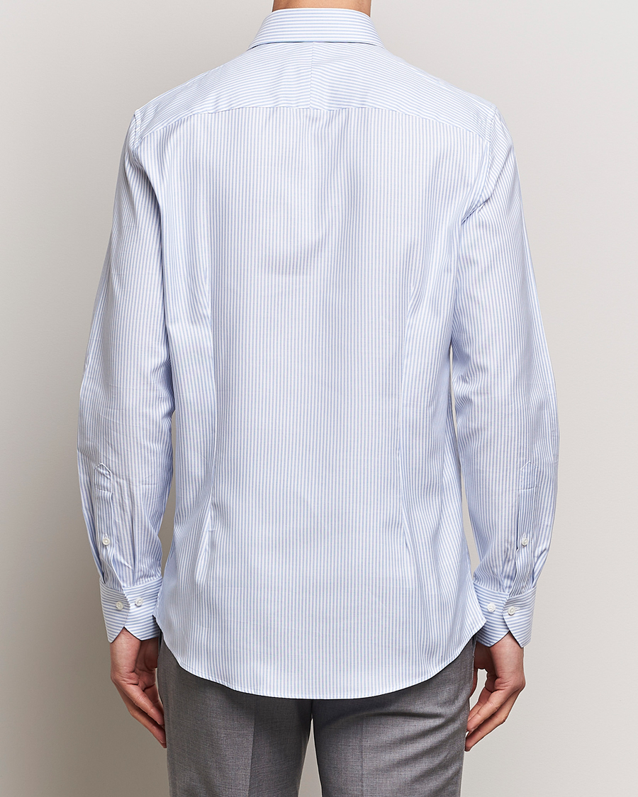 Homme | Chemises | Stenströms | 1899 Slimline Supima Cotton Striped Shirt White/Blue