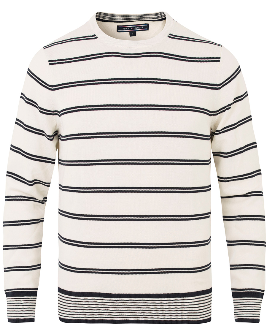 Homme | Pulls Et Tricots | Tommy Hilfiger | Hendrics Stripe Knitted Crew Neck Snow White