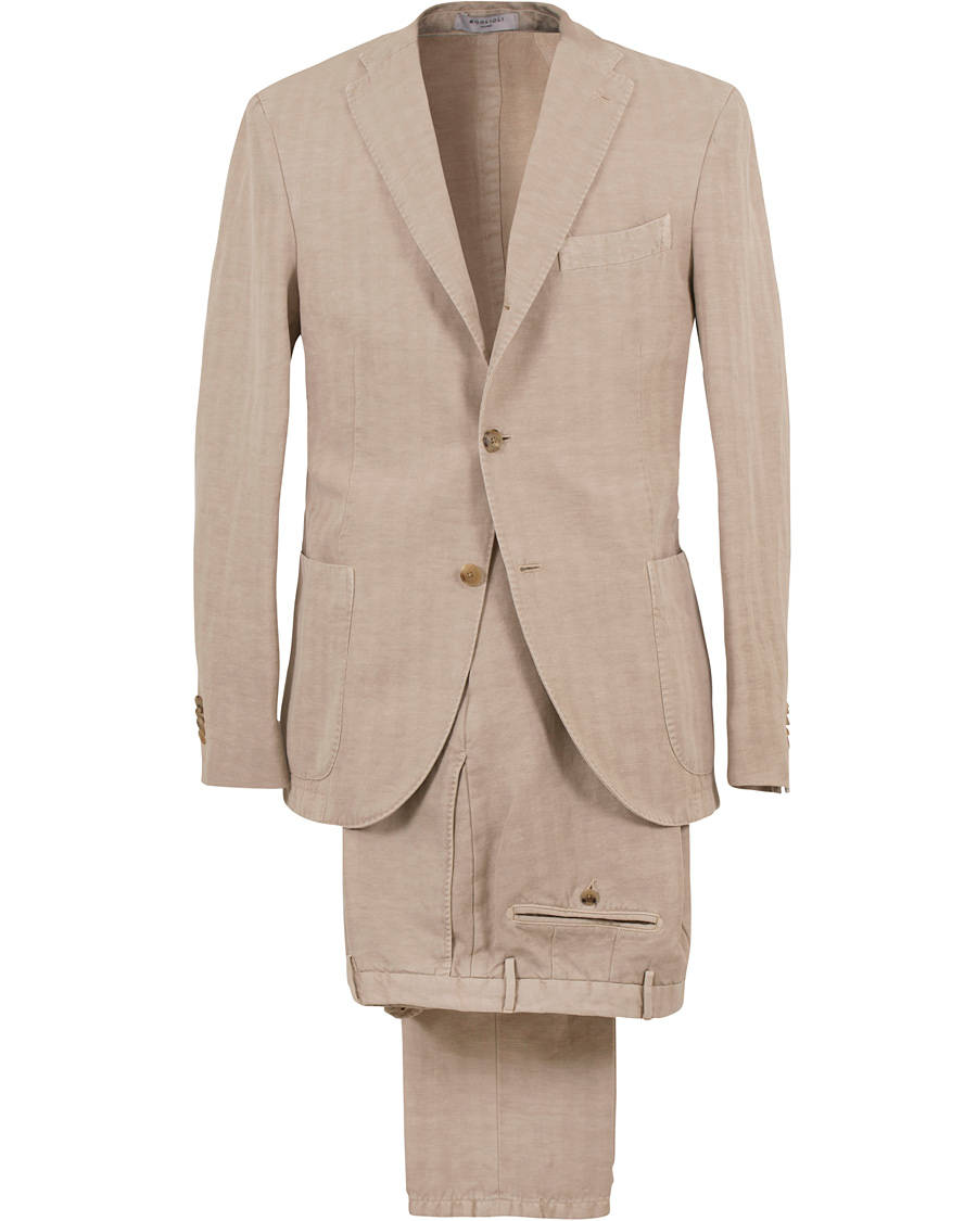 Homme | Costumes | Boglioli | K Jacket Cotton/Linen Herringbone Suit Beige