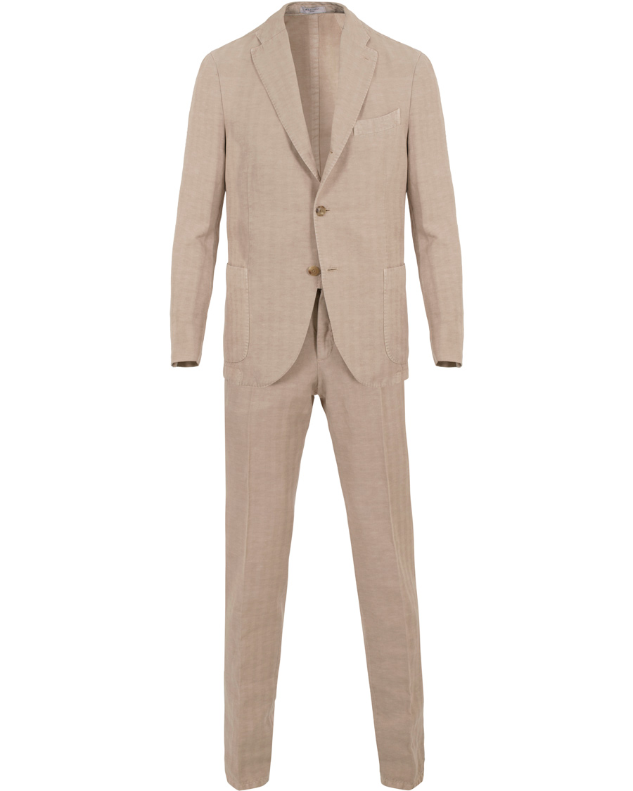 Homme | Costumes | Boglioli | K Jacket Cotton/Linen Herringbone Suit Beige